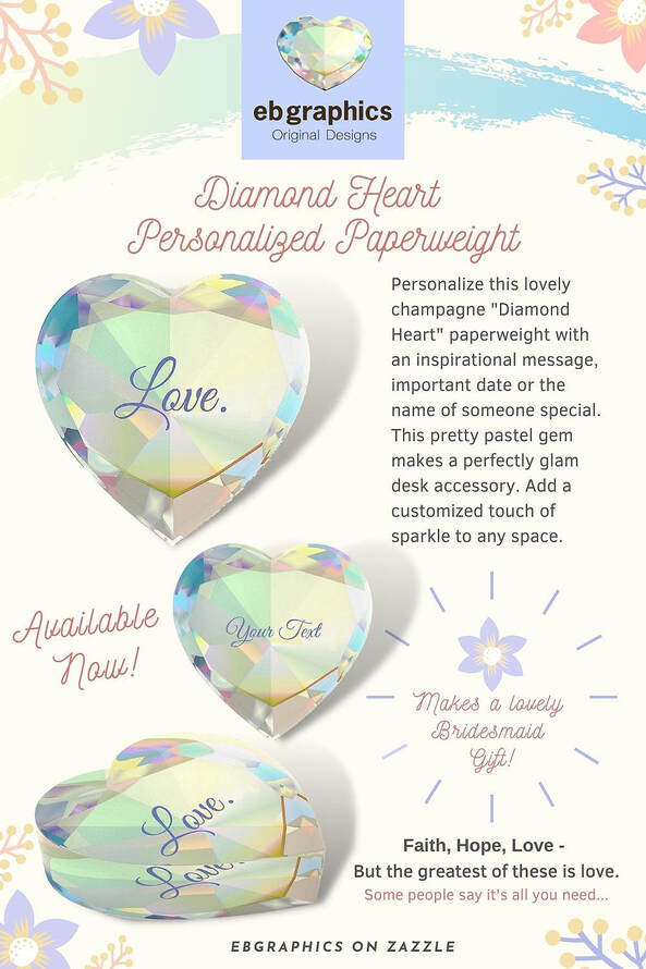 Customizable Diamond Heart Paperweight by ebgraphics on Zazzle