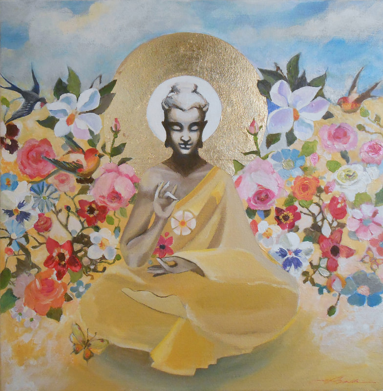 Yellow-Buddha-acrylic-on-linen-by-e-bradshaw-etsy
